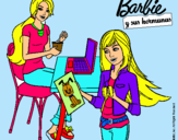 Dibujo Barbie y su hermana merendando pintado por pmpm