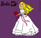 Dibujo Barbie vestida de novia pintado por teqDAVID