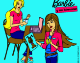 Dibujo Barbie y su hermana merendando pintado por princess5