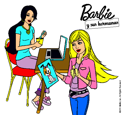 Barbie y su hermana merendando