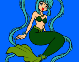 Dibujo Sirena con perlas pintado por coffe49
