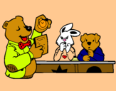 Dibujo Profesor oso y sus alumnos pintado por luisana2