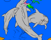 Dibujo Delfines jugando pintado por delfines