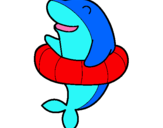 Dibujo Delfín con flotador pintado por dormilon
