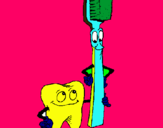 Dibujo Muela y cepillo de dientes pintado por y77y4ttrtr6