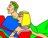 Dibujo César y Cleopatra pintado por JWCZ