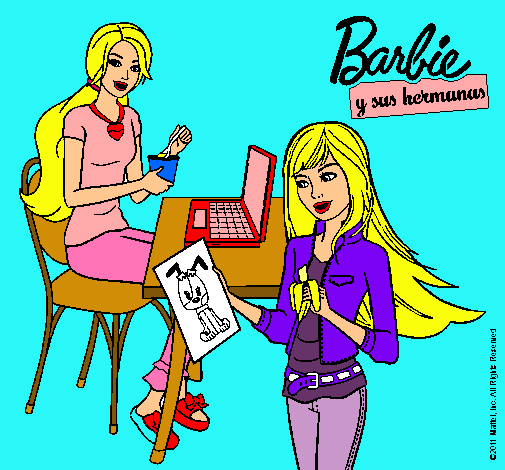 Barbie y su hermana merendando