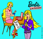 Dibujo Barbie y su hermana merendando pintado por Bella15