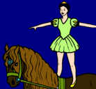 Dibujo Trapecista encima de caballo pintado por banyolista 
