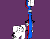 Dibujo Muela y cepillo de dientes pintado por geroni