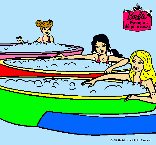 Dibujo Barbie y sus amigas en el jacuzzi pintado por miliyprisi