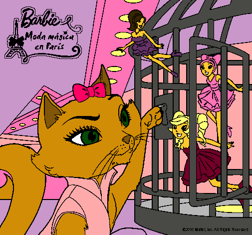 Dibujo La gata de Barbie descubre a las hadas pintado por Angyyy