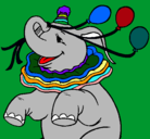 Dibujo Elefante con 3 globos pintado por elefante