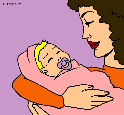 Dibujo Madre con su bebe II pintado por alicul