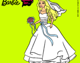 Dibujo Barbie vestida de novia pintado por azahara