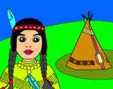 Dibujo India y tepee pintado por canela12345