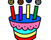 Dibujo Tarta con velas pintado por pastel