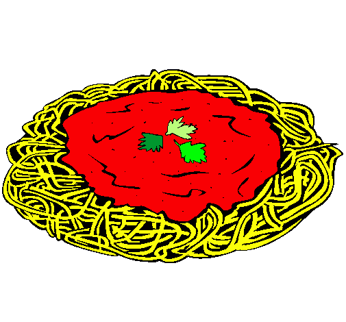 Dibujo Espaguetis con queso pintado por trufeles