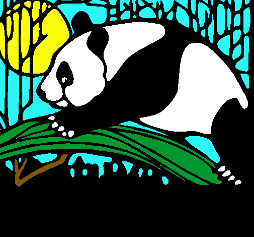Dibujo Oso panda comiendo pintado por nicko