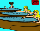 Dibujo Barbie y sus amigas en el jacuzzi pintado por Helga