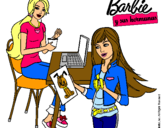 Dibujo Barbie y su hermana merendando pintado por gttrryr