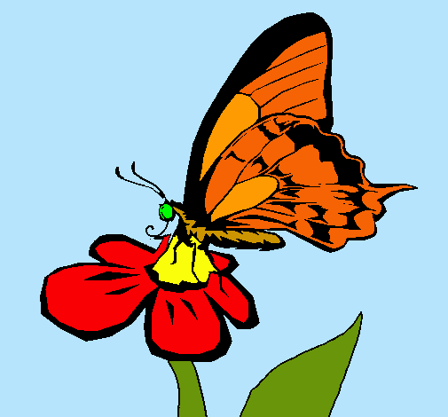 Dibujo Mariposa en una flor pintado por AZPP