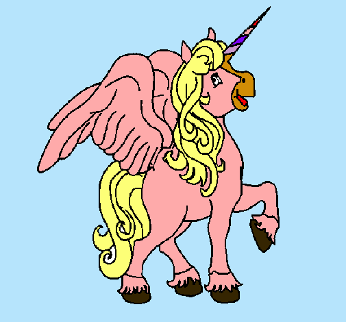 Dibujo Unicornio con alas pintado por soooooo