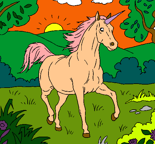 Dibujo Unicornio corriendo pintado por alicul