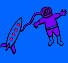 Dibujo Cohete y astronauta pintado por jajato