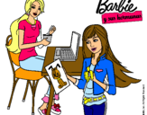 Dibujo Barbie y su hermana merendando pintado por eewe4e