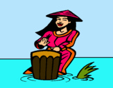 Dibujo Mujer tocando el bongó pintado por tkm99
