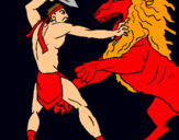 Dibujo Gladiador contra león pintado por ANGRYXD