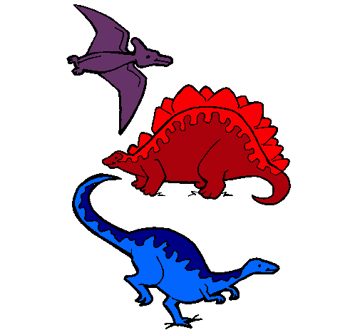 Dibujo Tres clases de dinosaurios pintado por nicko
