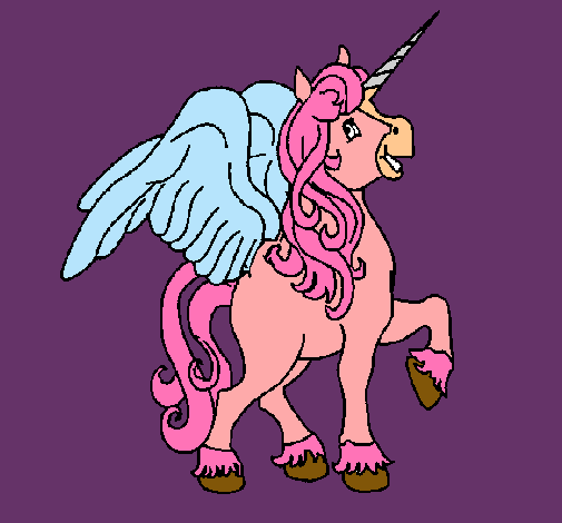 Dibujo Unicornio con alas pintado por helena9