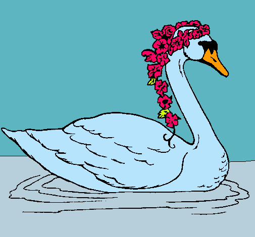 Cisne con flores