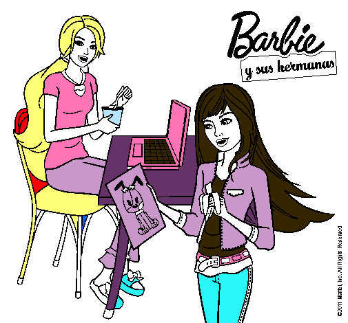 Barbie y su hermana merendando