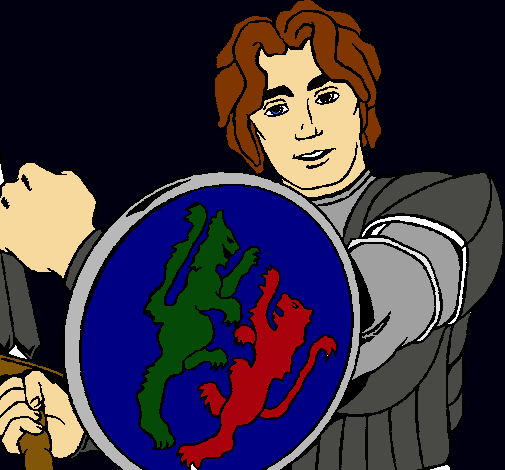 Dibujo Caballero con escudo de león pintado por ironx741