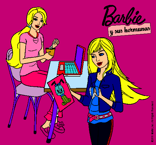 Barbie y su hermana merendando