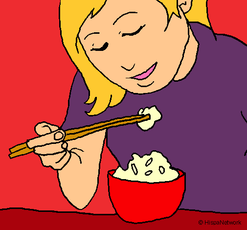 Dibujo Comiendo arroz pintado por trufeles