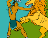Dibujo Gladiador contra león pintado por AZPP