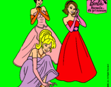 Dibujo Barbie y sus amigas vestidas de gala pintado por Yanii