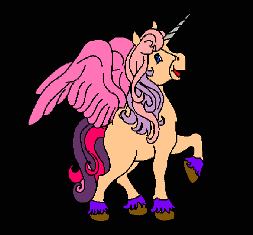 Dibujo Unicornio con alas pintado por alicul