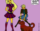 Dibujo Barbie con su perrito y una amiga pintado por Angyyy