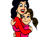 Dibujo Madre e hija abrazadas pintado por jocelin