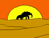 Dibujo Elefante en el amanecer pintado por Ruggero