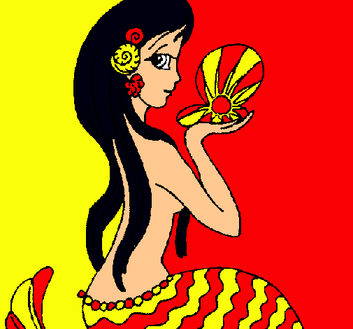 Dibujo Sirena y perla pintado por pipilota