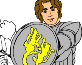 Dibujo Caballero con escudo de león pintado por alejandritoh