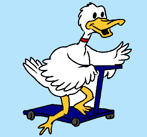 Pato en patinete