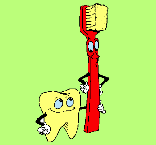 Dibujo Muela y cepillo de dientes pintado por Lorena1316
