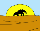 Dibujo Elefante en el amanecer pintado por Melina58